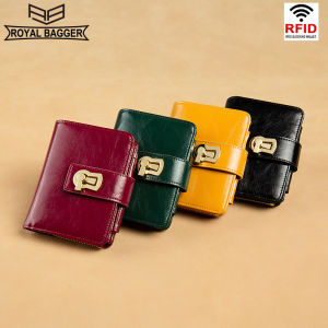 #นุ่มหนังน้ำมันวัวแท้แฟชั่นใหม่กระเป๋าสตางค์ใบสั้น RFID กระเป๋าเงินสำหรับผู้หญิงสาวๆร้อนแรง