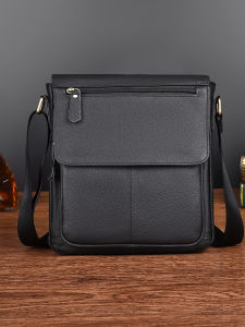 New Mens Leather Crossbody Bag Large Capacity Casual Cowhide Business Commuter Single Shoulder Backpack Fashionable