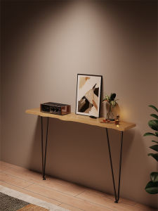 Minimalist New Chinese Style Solid Wood Wall-Mounted Shelf Entrance Table Storage Rack Artistic Design Small Space Friendly