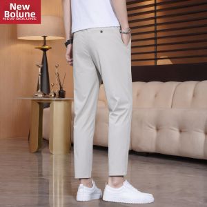 NEW BOLUNE | Ice Silk Thin Summer Business Casual Tapered Trouser 9-Part Length