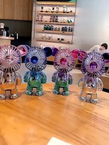 Kipas Angin Bear Mini Genggam Tangan Beruang Lucu Kipas Pendingin Anti Slip Portable USB Charge Kipas Angin Genggam