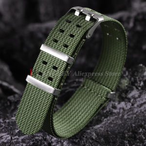 New Ribbed Nylon Watchband 20mm 22mm Watchband Accessories Army Military Braid Sport Double Holes Wristband Mens Women Bracelet