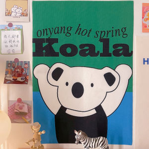 Koala Teddy Bear Small Poster Wall Decal Fabric Art Bedroom Decoration Modern Minimalist Cartoon Style Long Rectangle Tapestry