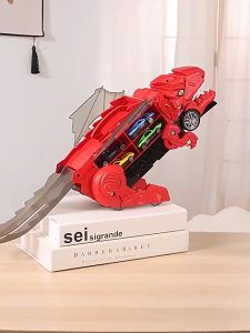 Transforming Dinosaur Truck Carrier with 4PCS Alloy Metal DieCast Model Cars Swallowing Vehicle Toy Set Boys Hadiah