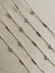 Color Retention Electroplated Gold And Silver Heart Shaped Pearl Beads Combination Handmade Chain DIY Jewelry Accessories Materials