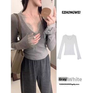 2026 New Spring Fashion Stylish Versatile Youthful Purity V-Neck Long Sleeve T-Shirt