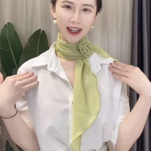 Khăn Choàng Lụa Mỏng Hoa Hồng Màu Trơn Cho Nữ Mùa Hè Xuân Thu Đa Năng Che Cổ Chống Lão Hóa Thời Trang Khăn Choàng Phong Cách Hàn Quốc