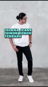 CELANA PANJANG JEANS PRIA SOBEK LUTUT SLIM FIT TEBAL DAN STRETCH