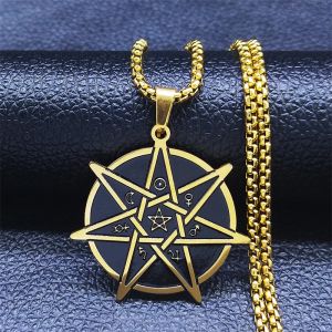 2024 Fashion Seven-Pointed Star Witchcraft Stainless Steel Necklaces Women Protection Necklace Jewelry cadenas mujer N550S02