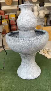 น้ำอ่างล้นทรงน้ำเต้า (สีหินอ่อน) A1036 น้ำพุเสริมฮวงจุ้ย[ฟรีปั๊มน้ำ] แตกระหว่างขนส่งเคลได้ 100%