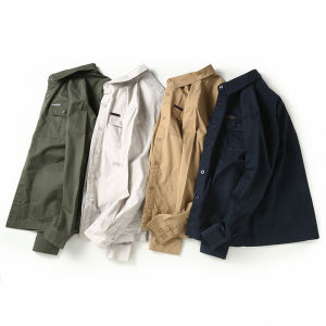 100% Pure Cotton Shirt Mens Loose plus Size plus Size Fat Man Turn-down Collar Coat Minimalist Ironing Free Long Sleeves Shirt