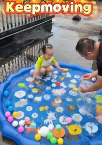 KeepMoving【ส่งภายใน24ชม】สระน้ำพุ ขนาด100cm/170cm สระน้ำพุสปริงเกอร์น้ำ สระว่ายน้ำเด็ก ถาดน้ำพุ ของเล่นสนาม สระน้ำพุเด็ก ฤดูร้อนที่จำเป็น