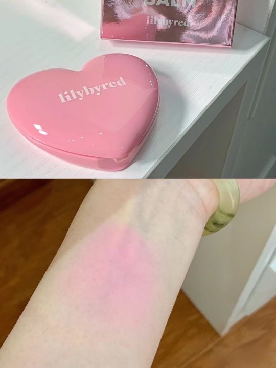 Son Má Hồng Dạng Kem Màu Đỏ Trái Tim Lilybyred Natural Pink Water Light Purple Color Cheek Blush Makeup Korean Beauty Tools