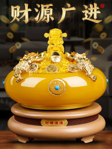 Lucky Wealth Attraction Bowl Ornamental Money Bank Rotatable Desktop Decoration Chinese Style Office Living Room Gifts