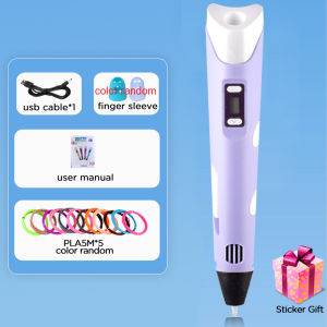 3D Printing Pen Kids Adjustable Speed LED Display DIY Drawing Pens 3D PLA Filament for Boys and Girls Birthday Gifts