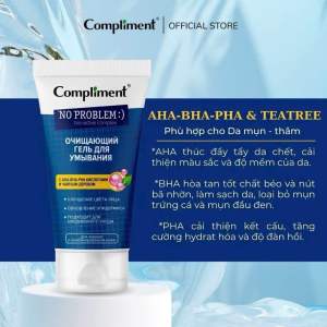 [Tem Phụ Đủ VAT] Sữa Rửa Mặt Giảm Mụn Sáng Da Compliment No Problem Cleansing Dạng Gel 200ml