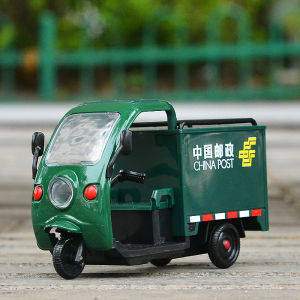Alloy Express Tricycle Model China Post Transportation Pull Back Car Model Acousto-Optic Bicycle Mountain Bike