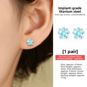 OUGUI | Iridescent Gradient Cherry Blossom Design Titanium Steel Earrings