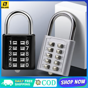 Boland 10 Digits Password Code Combination Padlock Zinc Alloy Suitcase For Luggage Travel Code Smart Lock Code Keyed Anti-thieft Lock
