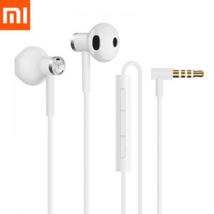 Xiaomi | Original Xiaomi Half in-ear Earphone line control Dual drivers 3.5mm L-shaped plug headset Noise Cancelling Wired headphones