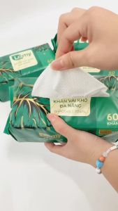 [LAMY OFFICIAL]_Combo 5 túi khăn mặt khô đa năng Lamy 60 tờ dạng gói rút không mùi dùng lau mặt tẩy trang khăn lau cho bé