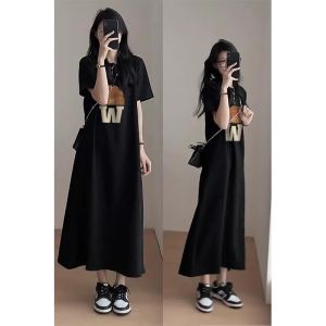 Slimming Loose Fitting Dress Black 100% Cotton