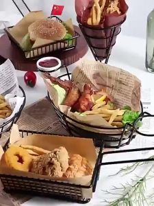 American Fries Basket Round Tableware Fries Tray French Fries Holder Fries Plate