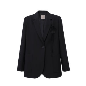 AMII | New Holiday Style Notched Lapel Padded Shoulders Embellished Ladies Blazer