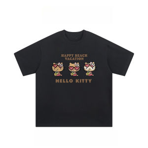 Sanrio | Summer Best-selling American Trendy Brand Kitty Cat Print T-shirt for Both Men and Women Street Fashion and Hip-hop StyleT-shirt