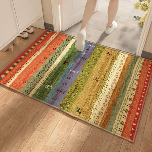 American Style Entrance Mat Crystal Velvet Door Mat Water Absorbent Non-Slip Doorway Rug Rectangular Shape Home Decor