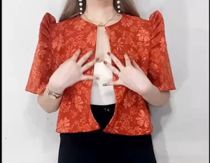 Jer Jen Leonor Traditional Modern Filipiniana Bolero Fashionable Elegant Puff Top for Special Events School Programs and Formal Occasions Summer Wear
