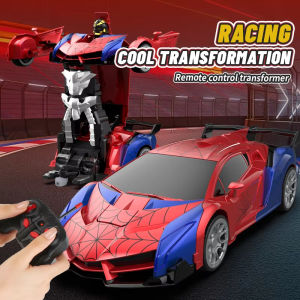 1:18 RC Transforming Car Robot Toy LED Lights 2.4GHz Drift Racing Vehicle One-Button Transform Rechargeable 360° Rotation