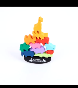 Wooden Animal Balance Shape Board Games Toy Set Educational Stacking High Puzzle