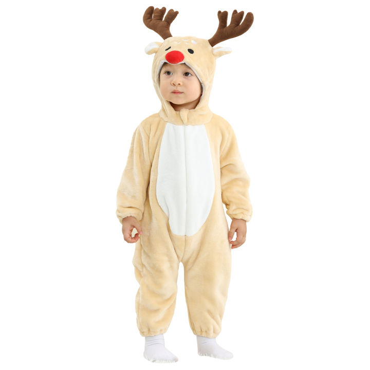 Baby Costume Infant Reindeer Flannel Pajama for Baby Boys Dinosaur