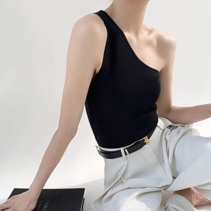 Shoulder Baring Neck Hanging Vest Top Women Summer Inner Wear Base Layer Hot Girl Outerwear Beautiful Back Irregular Shoulder Top