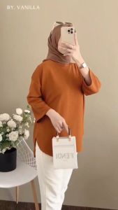 Blouse Wanita Terbaru Jumbo And #2 Blus Kaos Katun Combe 24s Aplikasi Sablon Ukuran S M L XL XXL 3XL Baju Atasan Model Kekinian Lengan Panjang Ootd Hijab Remaja Casual