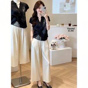 Shalldoer | Stylish New Chinese Style Shirt Summer New Arrival Mandarin Collar Waist-accentuating Blended Shirt