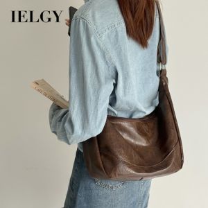 IELGY กระเป๋าแมสเซ็นเจอร์ย้อนยุคฉบับภาษาเกาหลีกระเป๋าทรงสี่เหลี่ยมมีหูหิ้วสะพายไหล่