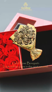 Gold Rose Bouquet Set Pure Gold 999/24K (0.3g) Gold Bar-The best choice for loved ones friends and family members