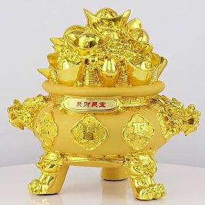 กระถางทองก้อน ประดับอัญมณี หัวมังกร ที่นิยม 13x16x18cm สำหรับผู้หญิง และผู้ชาย