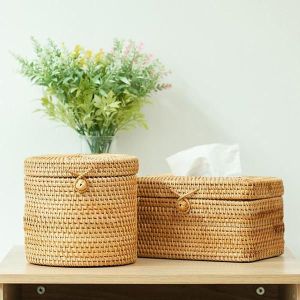 Hộp đựng khăn giấy ECOHUB bằng mây đan thủ công (ECOHUB Rattan Tissue Box)