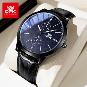 OPK watch for men waterproof 2024 original imported mens quartz leather watch stopwatch luminous fashion business Men Casual Watches