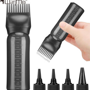 WANMEI Hair Oil Application Bottle 1pcs Hair Oil Applicator Bottle with 4pcs Pointed Mouth Cover for All Hair Types Plastic Hai