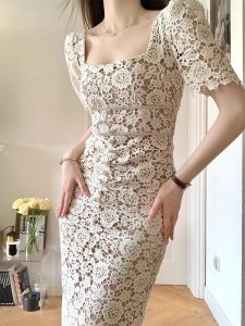 Light Luxury Vietnamese Niche Long Lace Openwork Palace Dress Small Dress