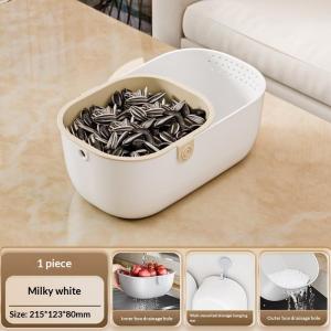 Double Layer Drain Basket Snacks Dried Fruit Box Thickened Household Fruit Plate Kitchen Drain Tray 1PC〔CC11〕