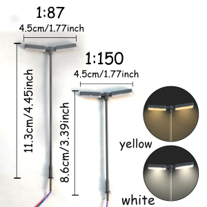 Ho/N Scale 3V Miniature Led Lamp Model Metal Street Lights for Railway Train Layout/Micro Landscape/Model Building Kits 2pcs
