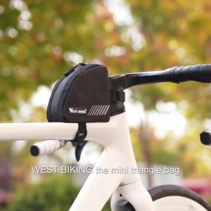 WEST BIKING Mini Triangle Bag 0.4L Portable Bicycle Top Tube Frame Bag Reflective Cycling Tool Storage Bag Bike Accessories