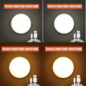 Aitemay 4pcs Motion Sensor Night Light Wireless LED Magnetic Stick On Lamp Type-C Rechargeable Under Cabinet Lighting For Bedroom Staircase Hallway Bathroom