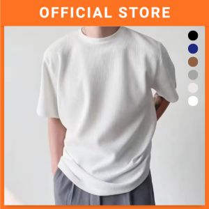 Men Casual T-shirts Short Sleeved Drop Shoulder Round Neck Top Korean Baju Lelaki 男生体恤