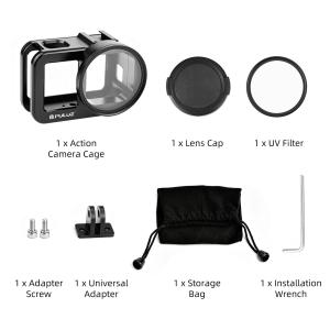 PULUZ | PULUZ Aluminum Alloy Housing Shell Protective Cage with 58mm UV Lens & Lens Cover For GoPro MISSION 1 /1 PRO Exterme Sports Cage